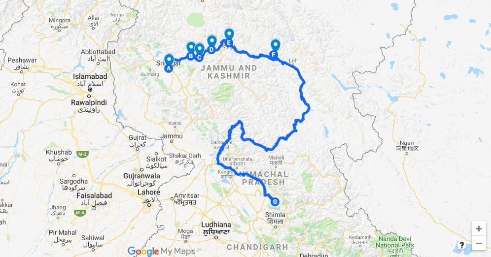 Srinagar to Leh