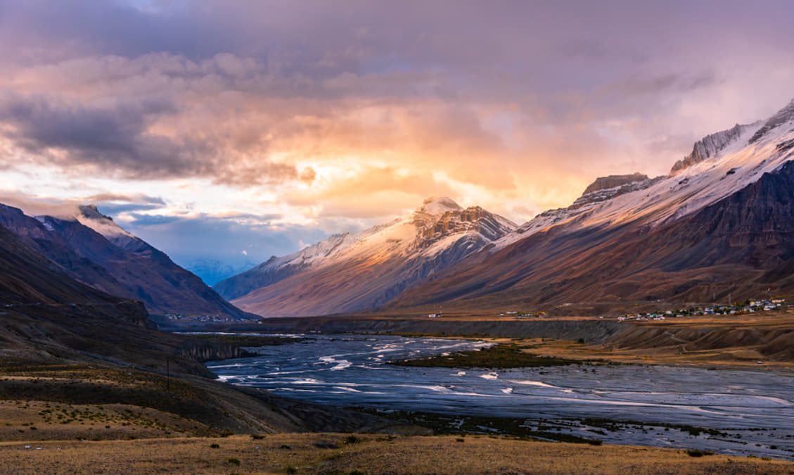 Spiti Valley mountains at sunrise