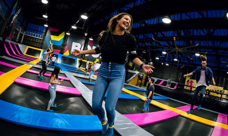 Jumping at Bounce Trampoline Park