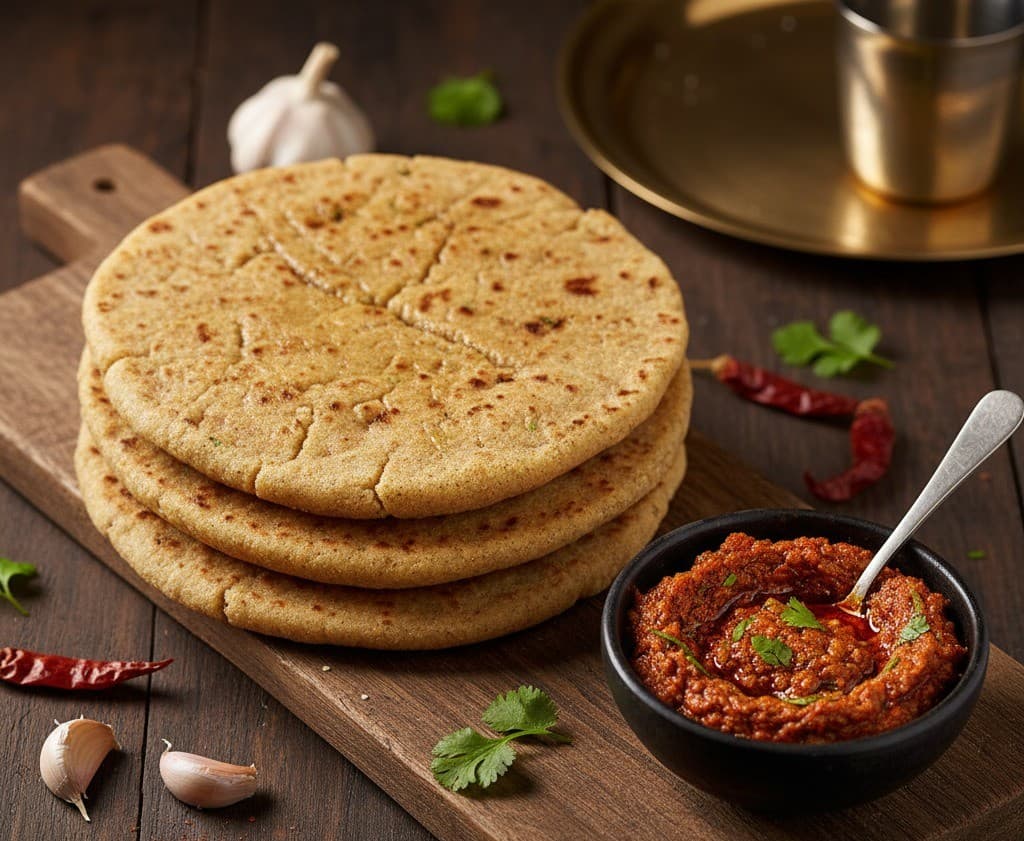 Bajra Roti with Lehsun Chutney