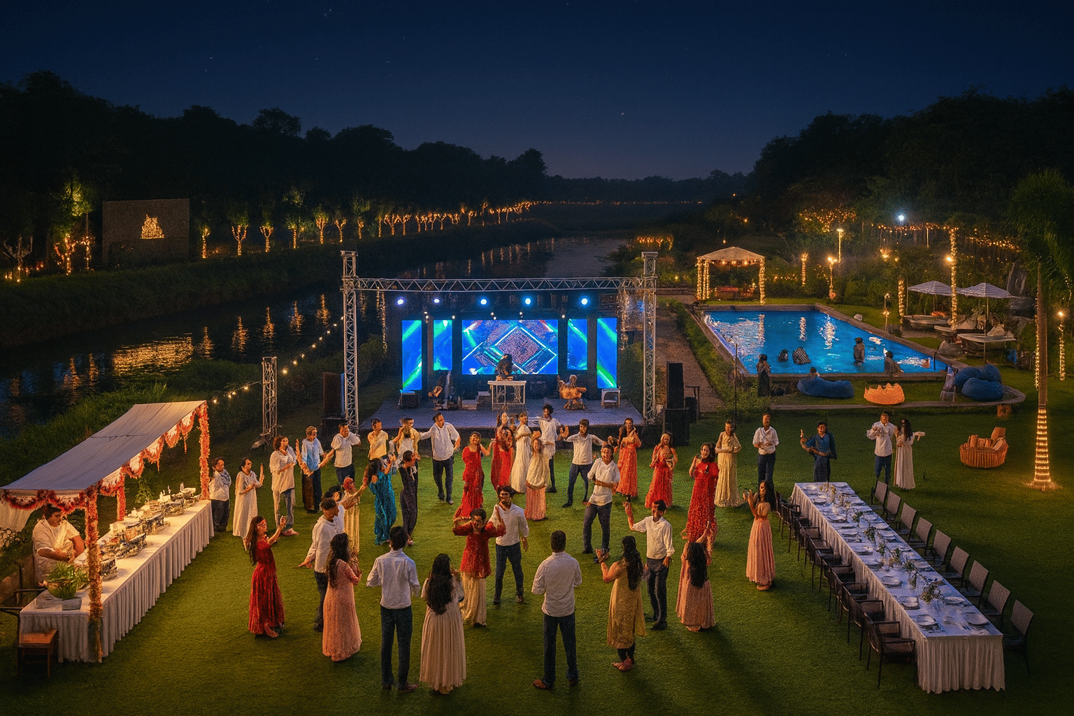 Party at Seven Sands Ville Resort, Karjat